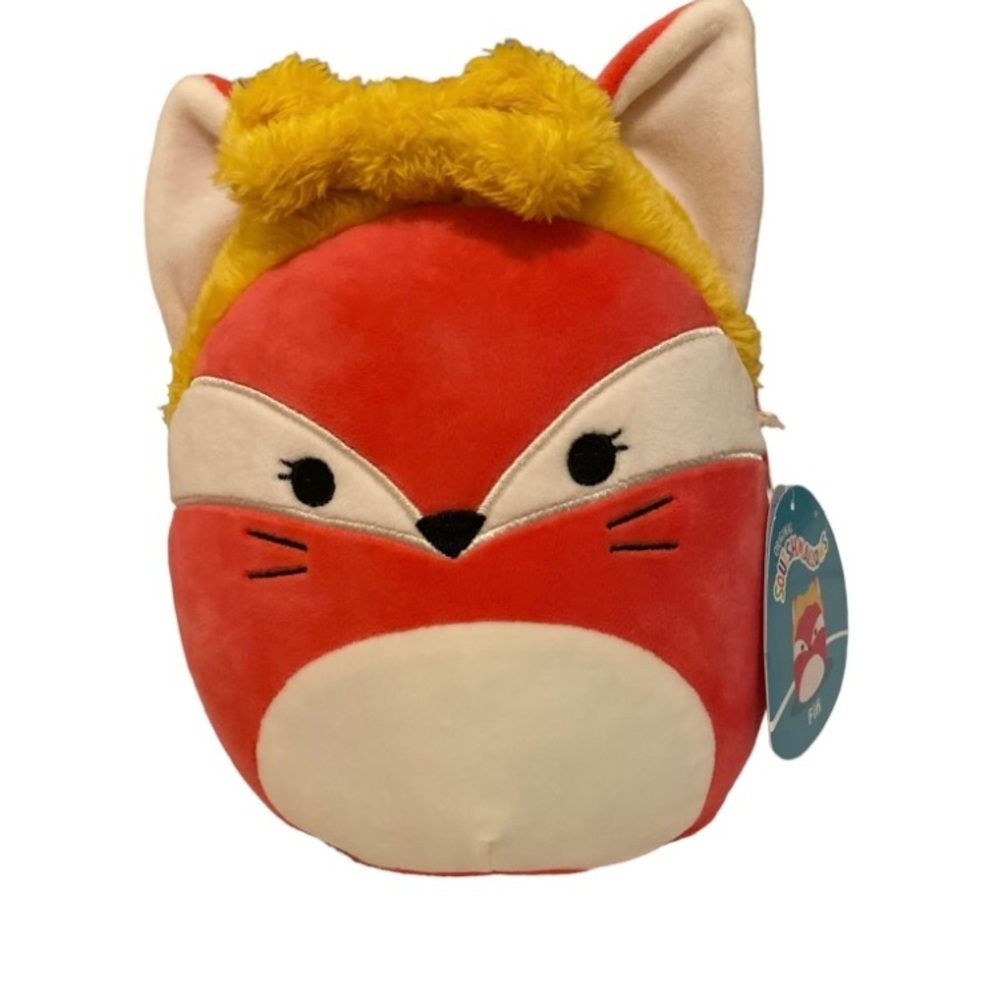 SQUISHMALLOW FIFI the FOX wearing a yellow hairband and bow. NWT  8”